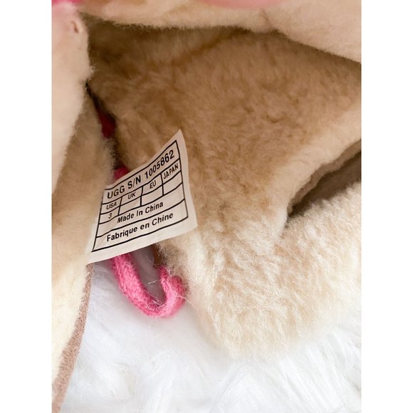 UGG I Heart Lacy Brown Pink Lace Up Sherpa Lining Short Boots Mini Wedge Youth 3